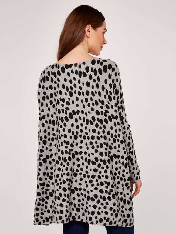 Wild Dot Oversized Knit Jumper, Grey, large
