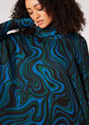 Oversized Batwing Swirl Knit Top, Teal, large