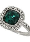 Square Emerald Diamante Ring, Green, large