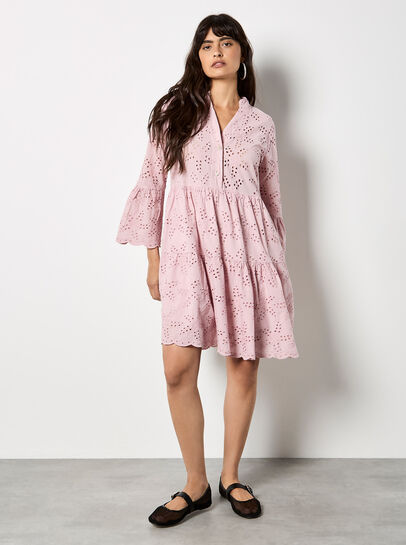 Broderie Anglaise Tiered Mini Dress