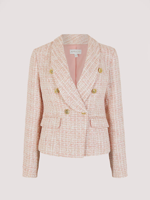 Tweed Cropped Blazer, Pink, large