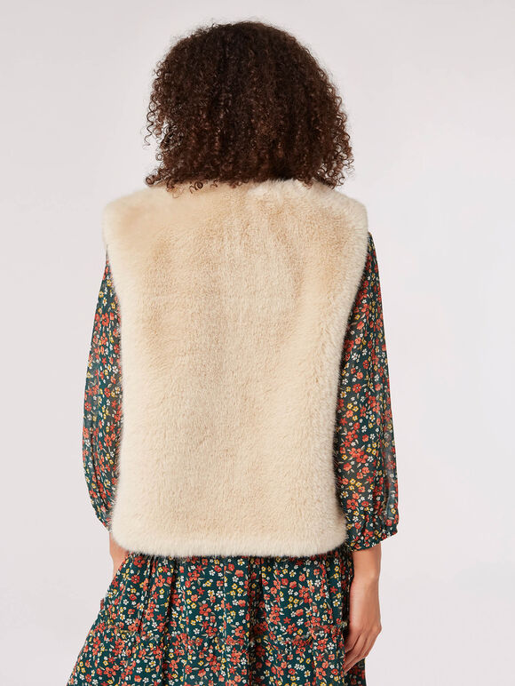 Faux Fur Cropped Gilet, Stone, large