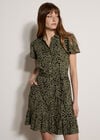 Scattered Squares Shirt Mini Dress, Khaki, large