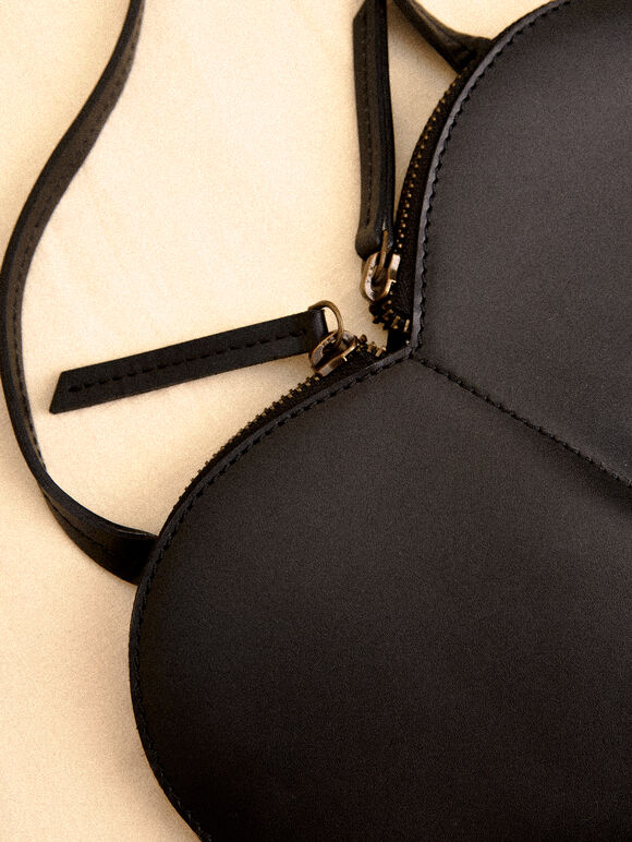Leather Heart Bag, Black, large