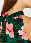 Apricot Hawaiian Hibiscus Halterneck Top, Black, large