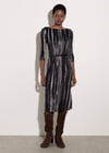 Painterly Stripe Knitted Midi Dress, Grey, large
