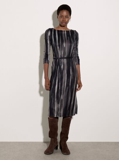 Painterly Stripe Knitted Midi Dress