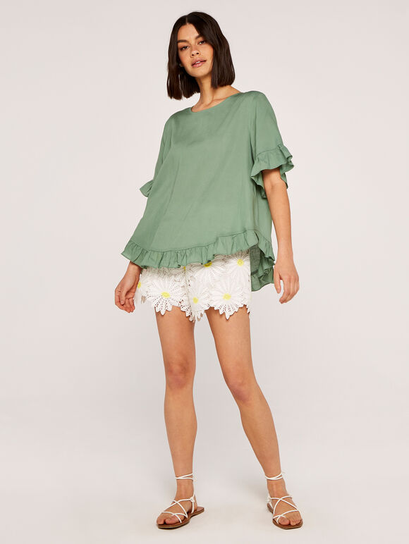 Frill Detail Top, Mint, large