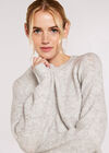 Chevron Pointelle Shimmer Jumper, Light Grey / Silver, large