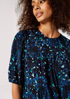 Cheetah Print Tiered Top, Navy, large