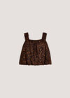 Animal Print Bubble Hem Cami Top, Brown, large