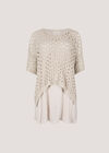 Knitted Mesh Layered Tunic Top, Stone, large
