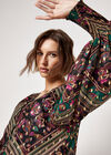 Gold Foil Floral Blouse, Black, large