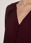 Crochet Insert Shimmer Blouse, Burgundy, large