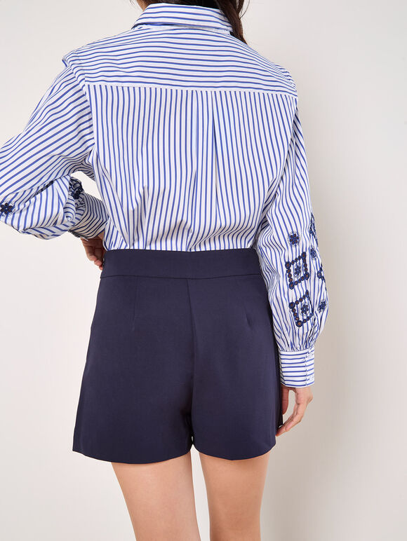 Tailored A-Line Mini Skort, Navy, large