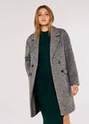 Double-Breasted Boucle Coat, Grey, large