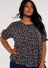 Curve Floral Ruffle Tiered Top, Navy, large