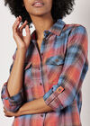 Sunset Plaid Shirt Dress, Blue, large