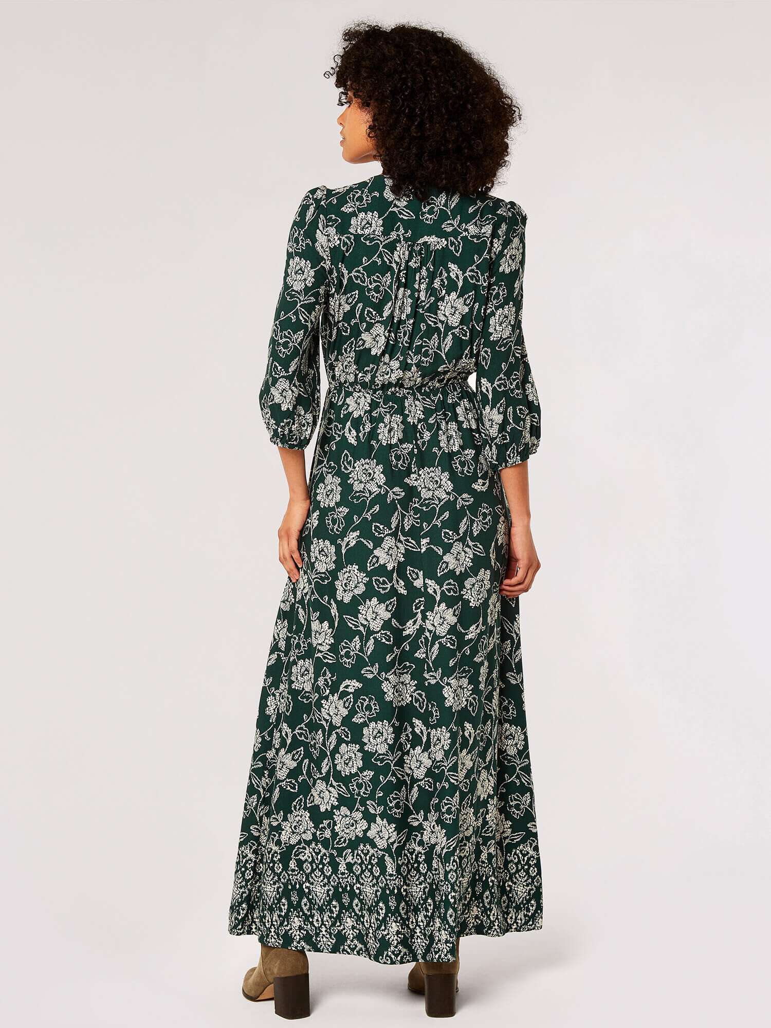 Floral Print Wrap Maxi Dress Apricot Clothing