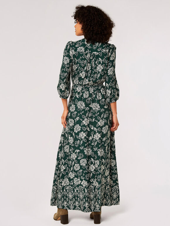 Floral Print Wrap Maxi Dress
, Green, large
