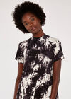Tie Dye Jersey Mock Neck Dress, Dark Grey - Charcoal, large