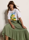 Lace Insert Belted Midi Skirt, Green, large