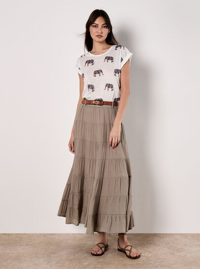 Elephant Print Slub T-Shirt