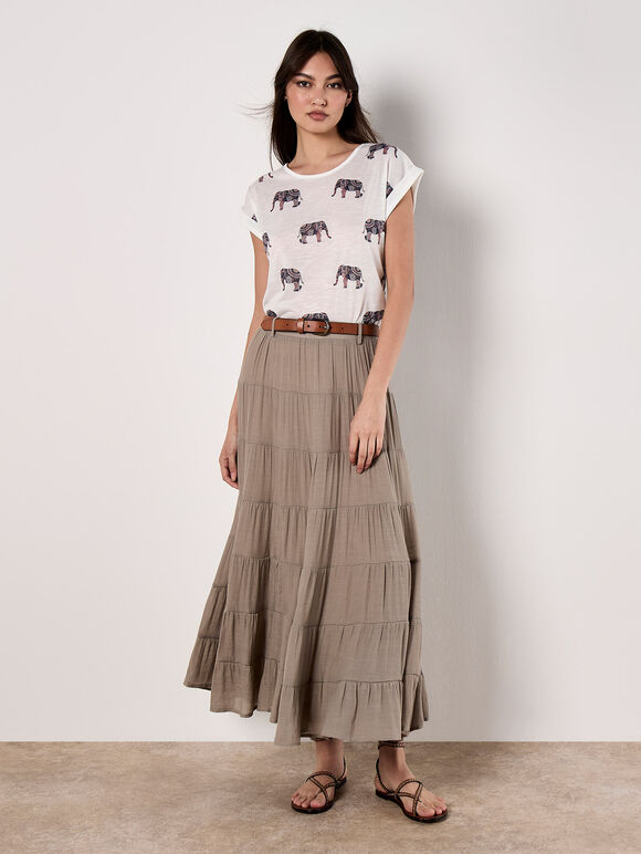 Elephant Print Slub T-Shirt, Navy, large