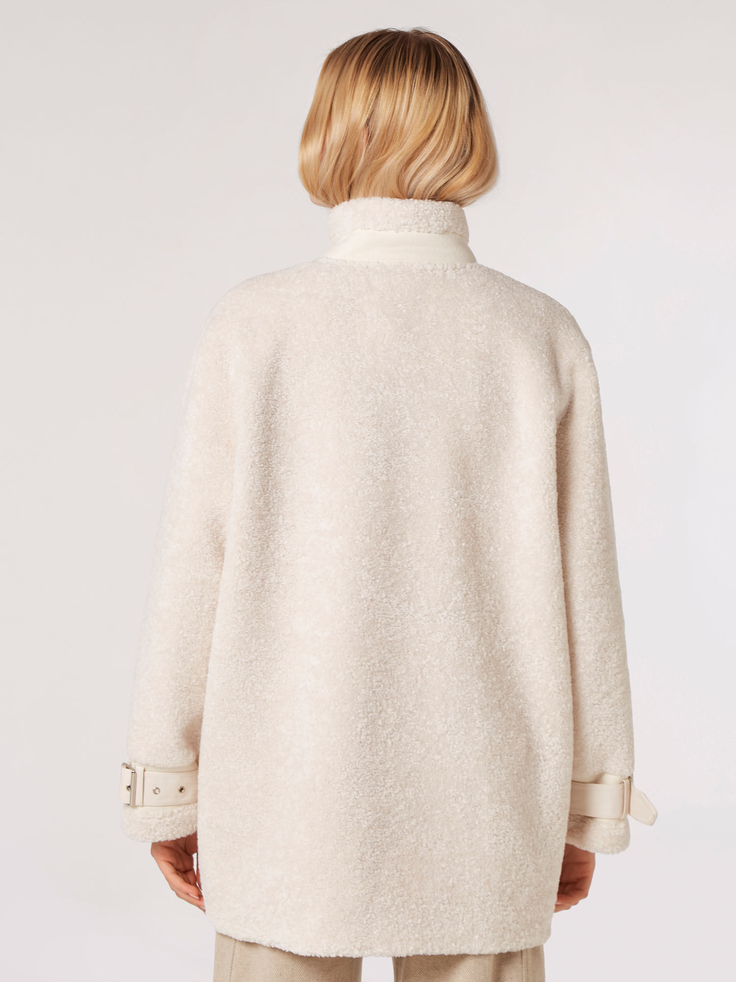 Tight Knit Borg Oversized Coat Apricot Clothing