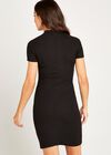 Ribbed High Neck Stud Dress, Black, large
