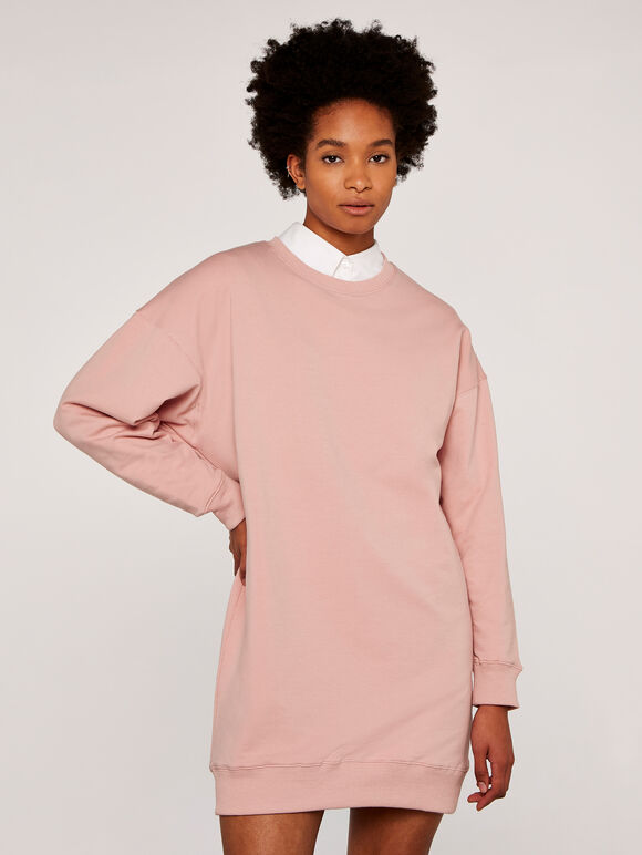 Oversized Sweater Dress, Pink, large