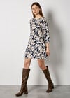 Silhouette Floral Chiffon Plisse Mini Dress, Navy, large