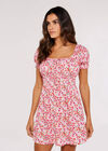 Ditsy Floral Milkmaid Mini Dress, Pink, large