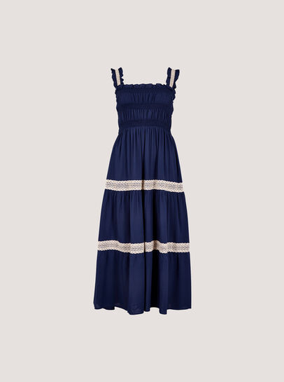 Crochet Lace Tiered Midi Dress