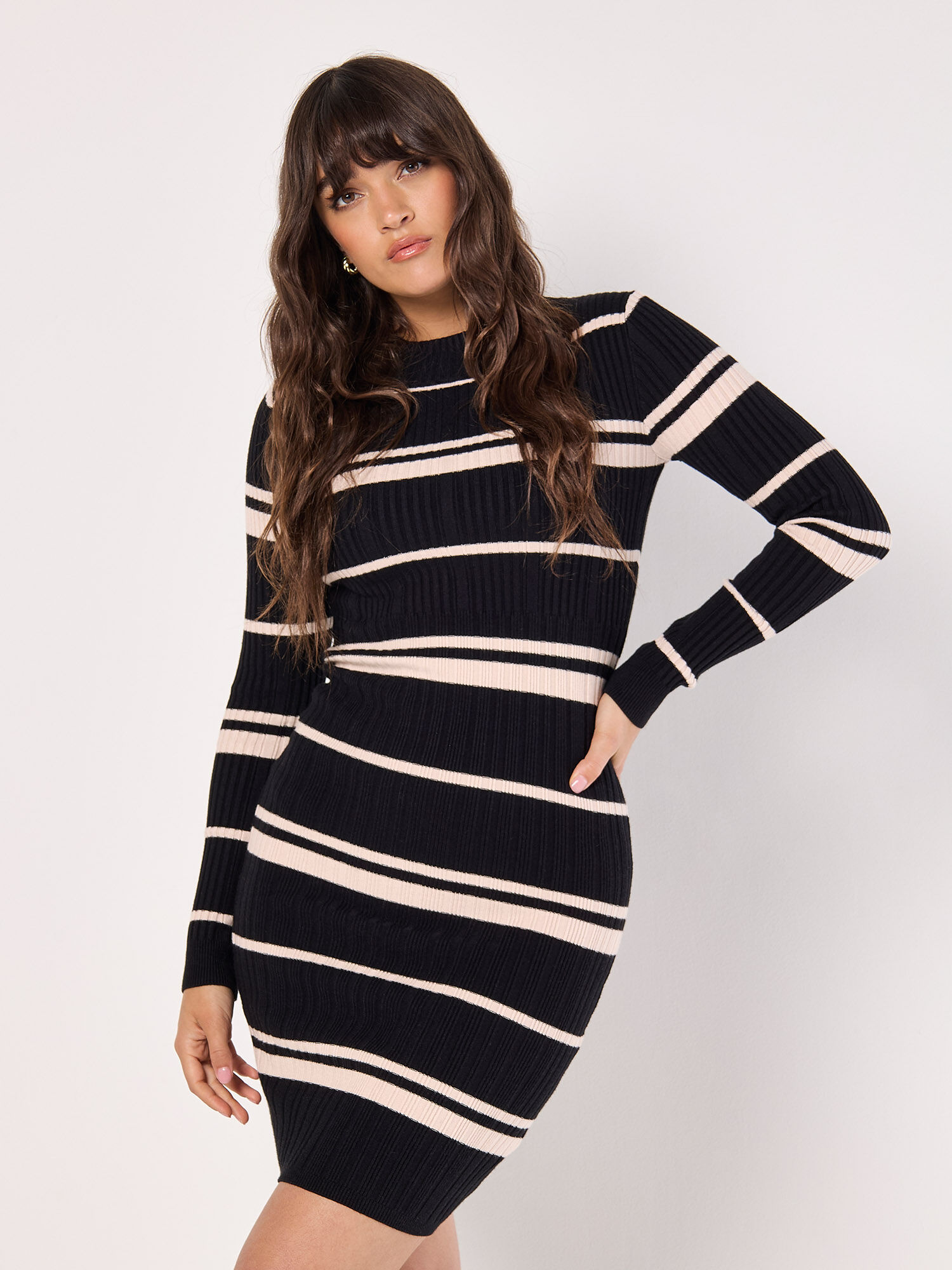 Striped ribbed dress new arrivals