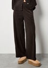 Cord Wide-Leg Trousers, Brown, large