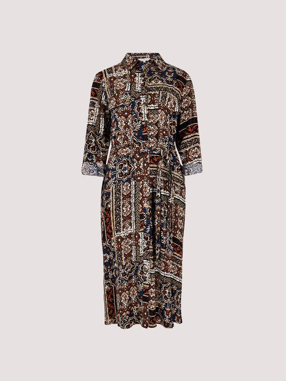 Ikat Patchwork Midaxi Dress, Navy, large