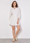 Tropical Embroidered Shirt Mini Dress, White, large