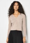 Ribbed Knit Scalloped Cardigan, Stone, large