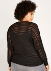 Mesh Stripe Batwing Top+, Black, large