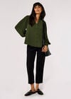 Balloon Sleeve Shirt, Green, large