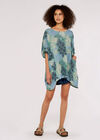 Tropical  Oversized Top, Aqua - Turquoise, large