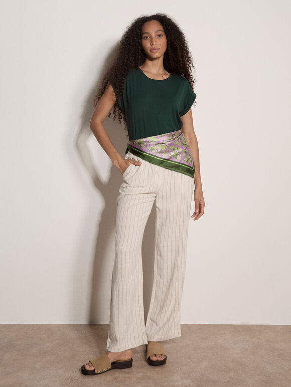 Asymmetric Wrap Jersey T-Shirt, Green, large