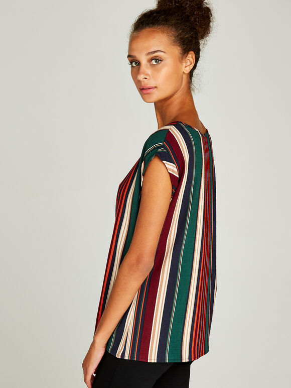 Vertical Stripe Top, Orange, large
