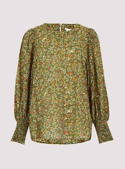 Ditsy Floral Balloon Sleeve Top