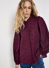 Floral Embroidered Shirt, Burgundy, large