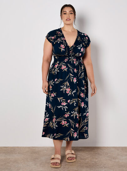 Watercolour Floral Smocked Maxi Dress