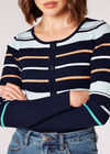 Decorative Button Stripe Jumper, Navy, large