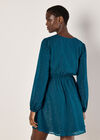 Chevron Shimmer Wrap Mini Dress, Teal, large