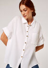 Oversized Cotton Shirt, White, large